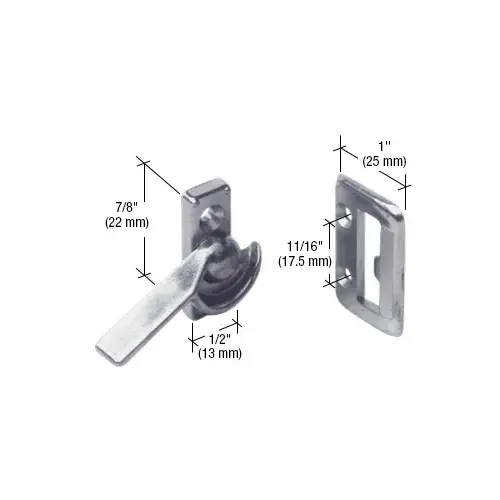 Right Hand Sliding Window Latch with 7/8" Screw Holes Brite Zinc