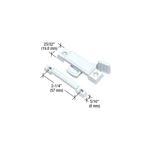 White Window Sash Lock - 2-1/4" Screw Holes