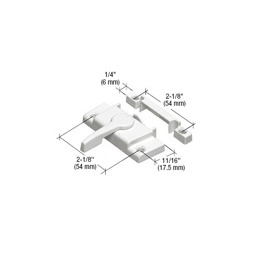 White Window Sash Lock with 2-1/8" Screw Holes