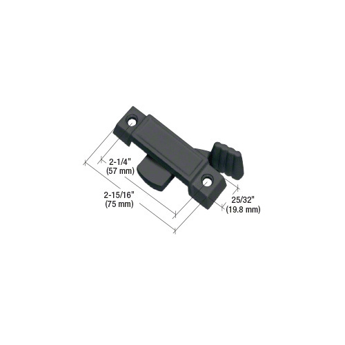 Black Sliding Window Lock with 2-1/4" Screw Hole and 3/8" Latch Projection