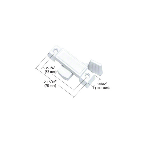 White Sliding Window Lock with 2-1/4" Screw Holes and 3/8" Latch Projection