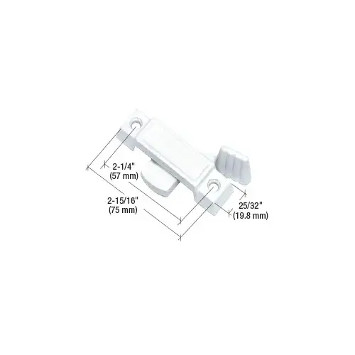 CRL F2590 White Sliding Window Lock with 2-1/4" Screw Holes and 3/8" Latch Projection