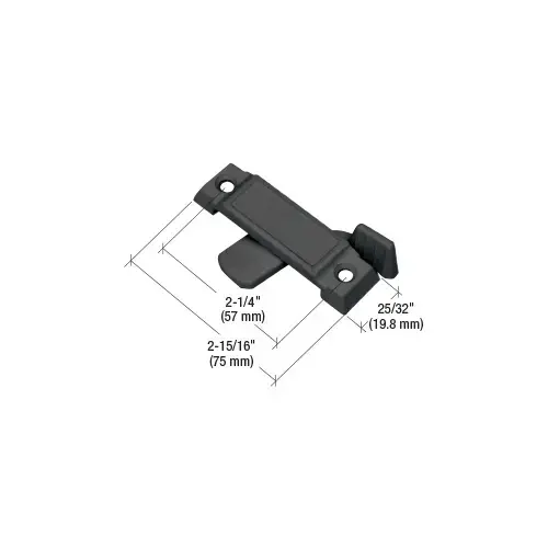 Black Sliding Window Lock with 2-1/4" Screw Holes and 5/8" Latch Projection