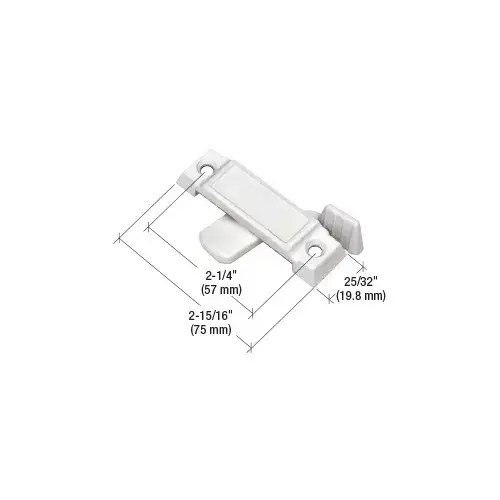 CRL F2592 White Sliding Window Lock with 2-1/4" Screw Holes and 1/2" Latch Projection