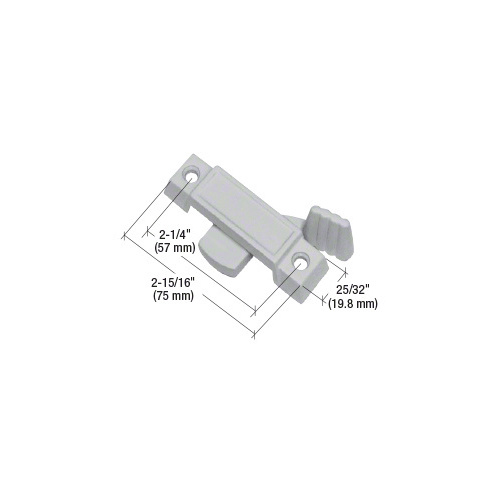 Gray Sliding Window Lock with 2-1/4" Screw Holes and 3/8" Latch Projection