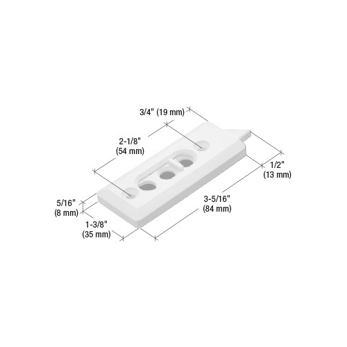 CRL F2728 White Tilt Window Latch with 2-1/8" Screw Holes