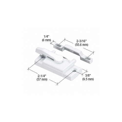 White Sash Lock with 2-1/4" Screw Holes and 3/8" Hole Backset with Lugs