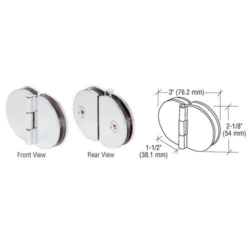 Chrome 180 Degree Glass-to-Glass Cabinet Hinge - pack of 2