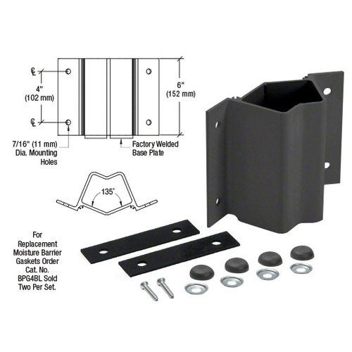 CRL FB5BL Matte Black Inside 135 Degree Fascia Mounted Bracket