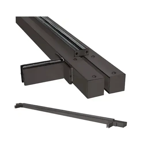 Oil Rubbed Bronze Anodized 2" x 6" Double Door Floating Header with Fin Brackets for 1/2" Glass