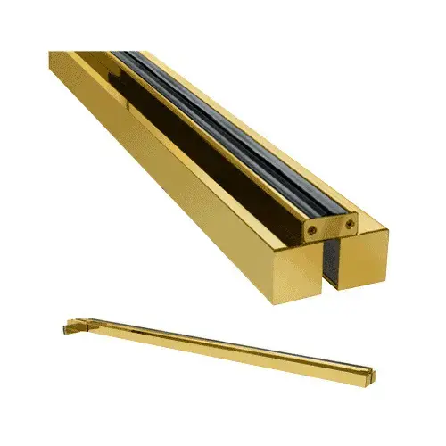 Polished Brass Custom Size Single Door Glass-to-Wall Floating Header with Fin Brackets