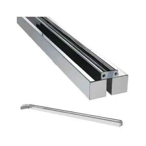 Polished Stainless Custom Size Single Door Glass-to-Wall Floating Header with Fin Brackets