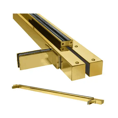 Polished Brass Custom Size Single Door Floating Header with Fin Brackets