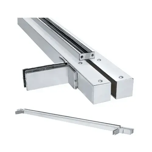 Satin Anodized Custom Size Single Door Floating Header with Fin Brackets