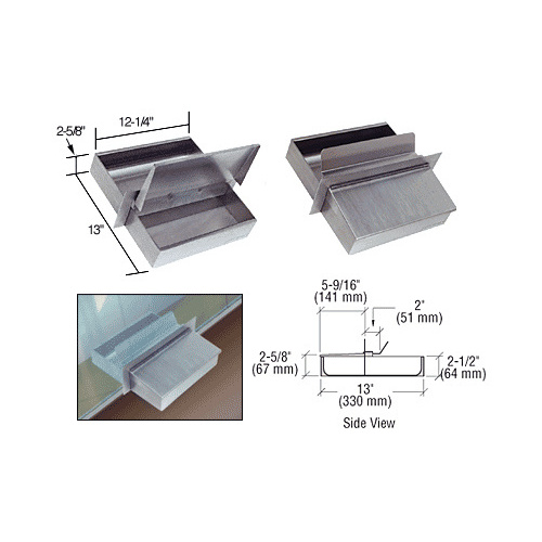 Brushed Stainless Steel 12-1/4" Wide x 13" Deep x 2-5/8" High Counter-Top Deal Tray with Flip Lid