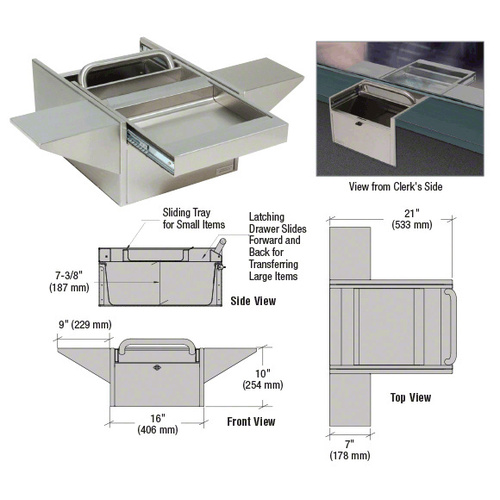 Brushed Stainless Deep Transaction Drawer With Cash Tray