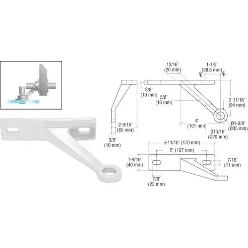 Polished Stainless Heavy-Duty Spider Fitting Single Left Arm Wall Mount Frame Spider