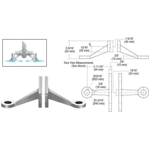 CRL FMH2BS Brushed Stainless Heavy-Duty Spider Fitting Double Arm Fin Mount Frame