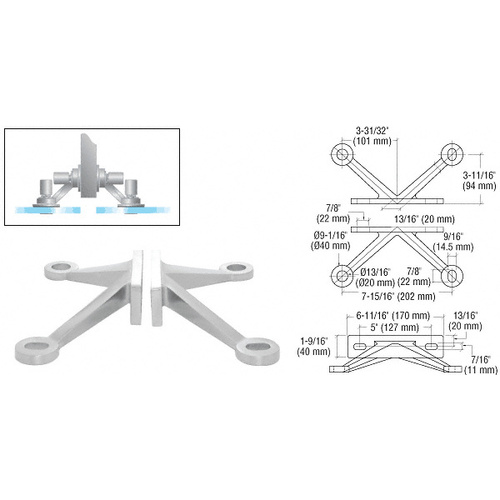 Brushed Stainless Heavy-Duty 4 Arm Spider Fitting "V" Fin Mount Frame