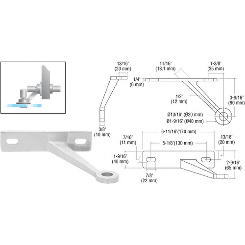 Left Hand Polished Stainless Regular Duty Spider Fitting Single Arm Wall Mount Frame