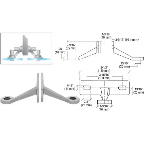 Brushed Stainless Regular Duty Spider Fitting Double Arm Fin Mount Frame