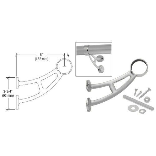 CRL FRBB15BS Brushed Stainless Bar Foot Railing Bracket for 1-1/2" Tubing