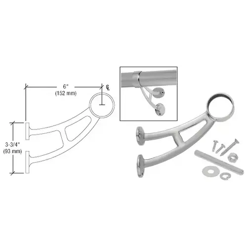 Brushed Stainless Bar Foot Railing Bracket for 1-1/2" Tubing