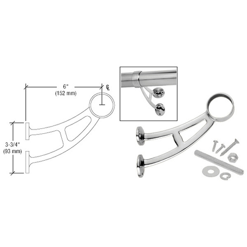 Polished Stainless Bar Foot Railing Bracket for 1-1/2" Tubing