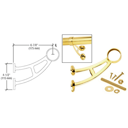 Polished Brass Bar Foot Railing Bracket for 2" Tubing