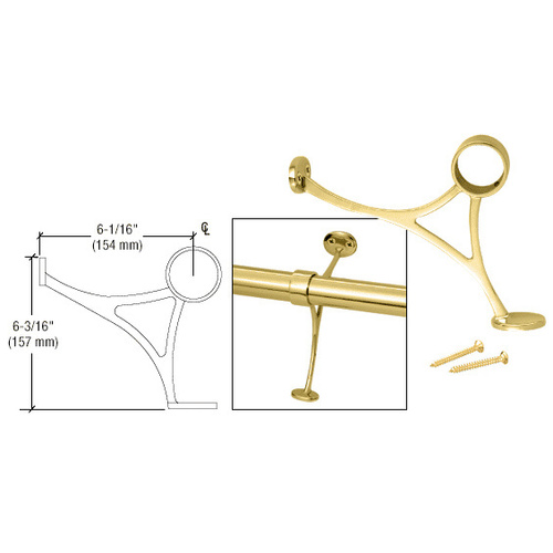 Polished Brass Combination Foot Railing Bracket for 1-1/2" Tubing