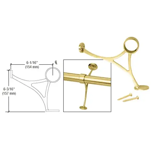CRL FRCB15PB Polished Brass Combination Foot Railing Bracket for 1-1/2" Tubing