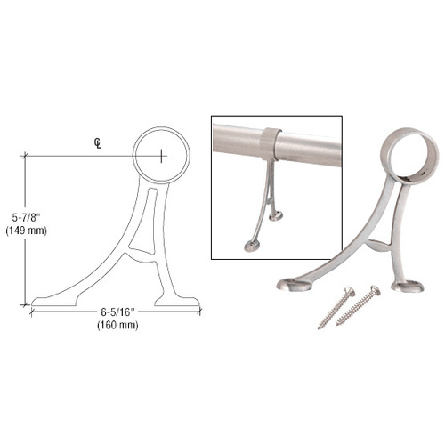 Brushed Stainless Floor Mount Foot Railing