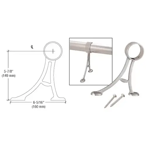 CRL FRFB15BS Brushed Stainless Floor Mount Foot Railing