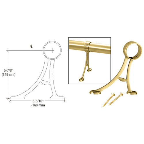 Polished Brass Floor Mount Foot Railing Bracket for 1-1/2" Tubing