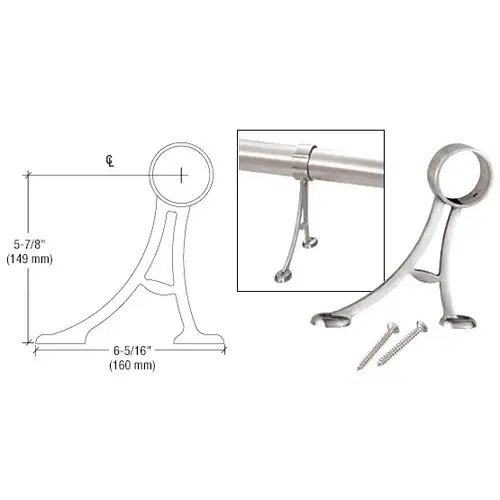 CRL FRFB15PS Polished Stainless Floor Mount Foot Railing Bracket for 1-1/2" Tubing