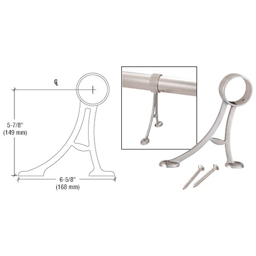 CRL FRFB20BS Brushed Stainless Floor Mount Foot Railing Bracket for 2" Tubing