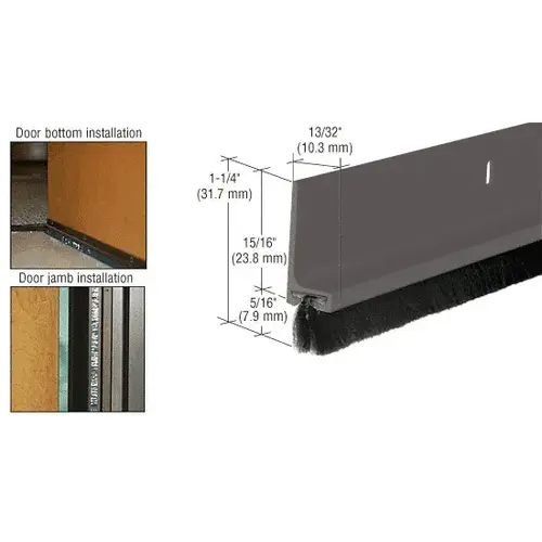 Medium Bronze Painted Finned Door Sweep -  48" Stock Length