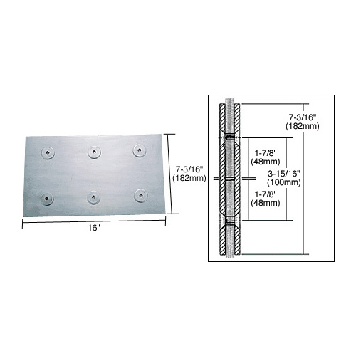 Brushed Stainless 16" Fin Splice Fitting for 3/4" Glass