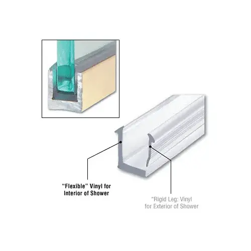 Flexible Vinyl for DUC38 U-Channel for 8 mm Glass -  48" Stock Length - pack of 25