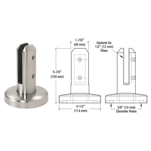 CRL FWCR20BS Surface Mount Friction Fit Spigot, Round, Brushed Stainless Steel Finish