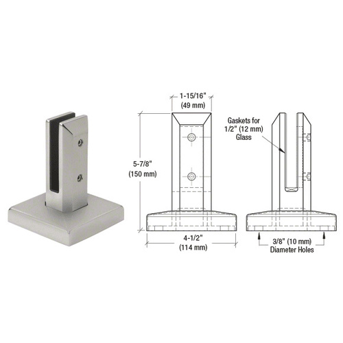 316 Brushed Stainless Steel Finish Surface Mount Friction Fit Square Spigot