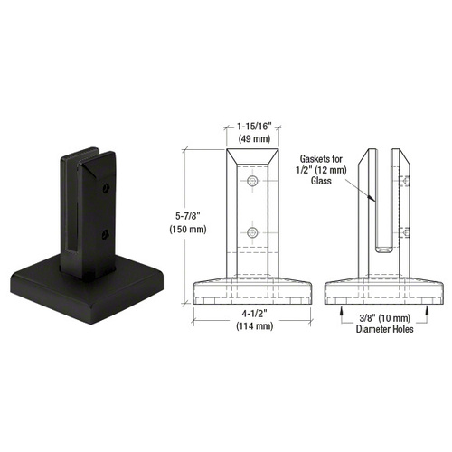 CRL FWCS20MBL Matte Black Finish Surface Mount Friction Fit Square Spigot