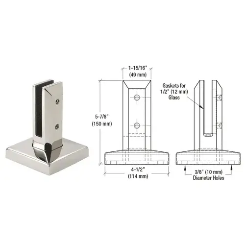 316 Polished Stainless Steel Finish Surface Mount Friction Fit Square Spigot