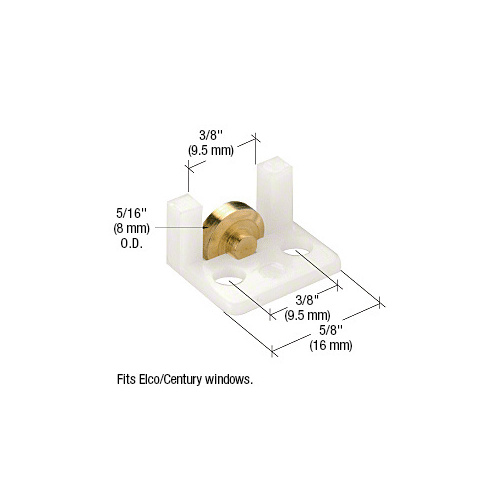 Sliding Window Roller with 5/16" Brass Wheel for Elco/Century Windows - pack of 20