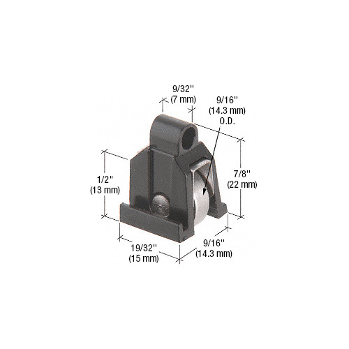 CRL G3199 9/16" Flat Edge Stainless Steel Sliding Window Roller with 19/32" Wide Housing