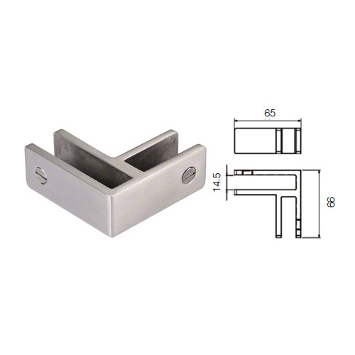 Brushed Stainless 90 Degree Glass Bracing Clamp