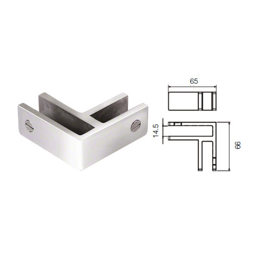 Polished Stainless 90 Degree Glass Bracing Clamp