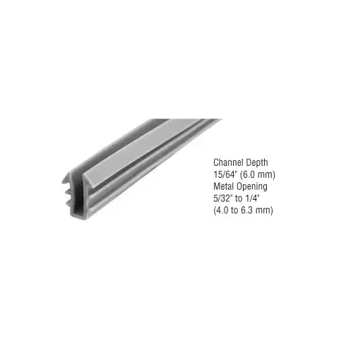 Glazing Vinyl 15/64" Channel Depth 5/32" to 1/4" Metal Opening - 1000' Roll Gray