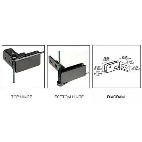 Black Surface Mount Glass Door Hinge Pair