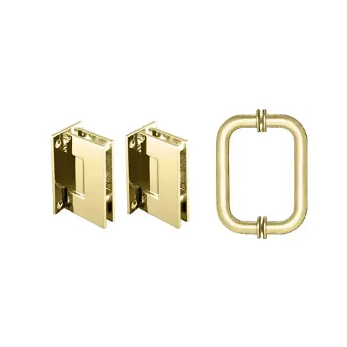 CRL GENS3BR Polished Brass Geneva Shower Pull and Hinge Set